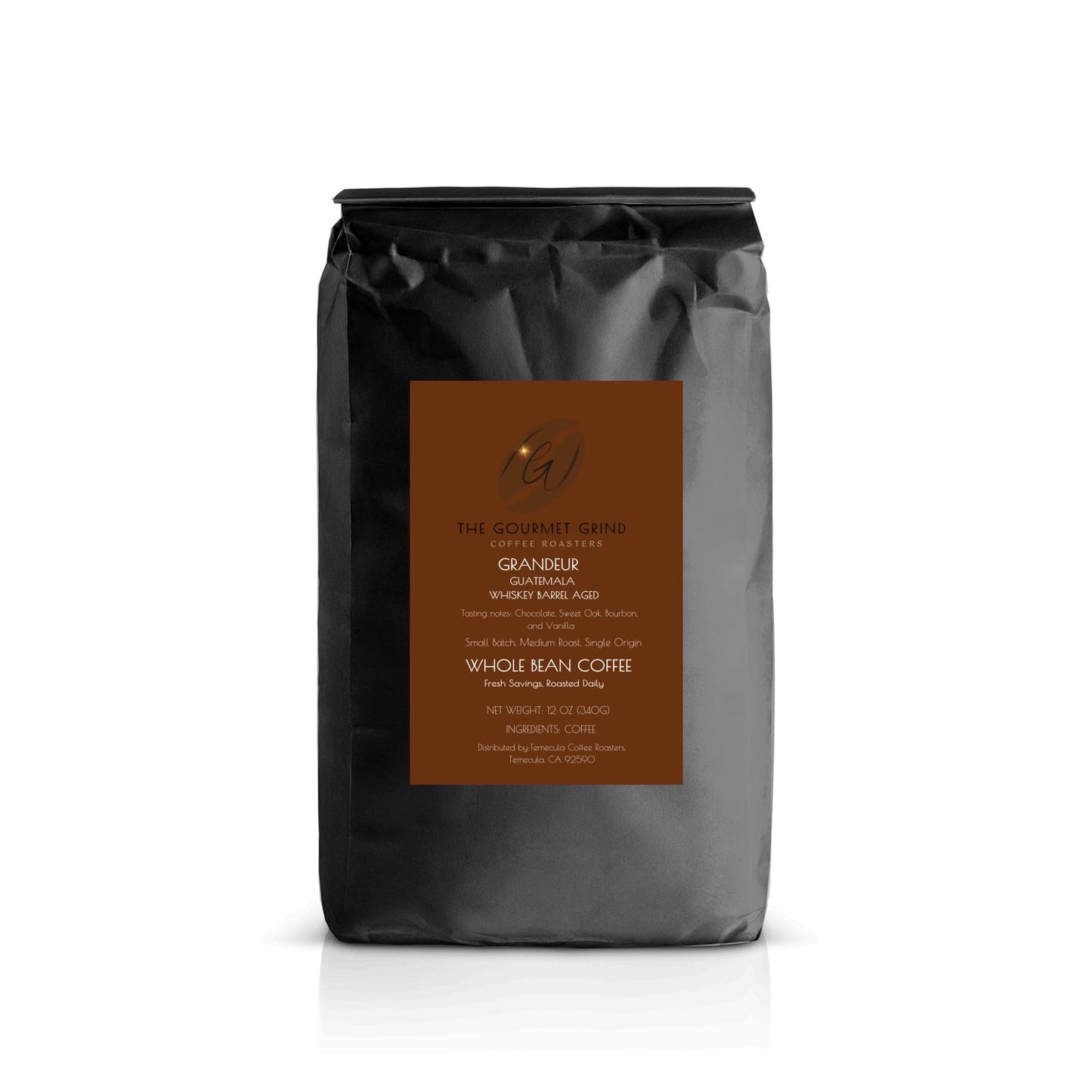 GRANDEUR: Guatemalan single-origin medium roast coffee aged in whiskey barrels